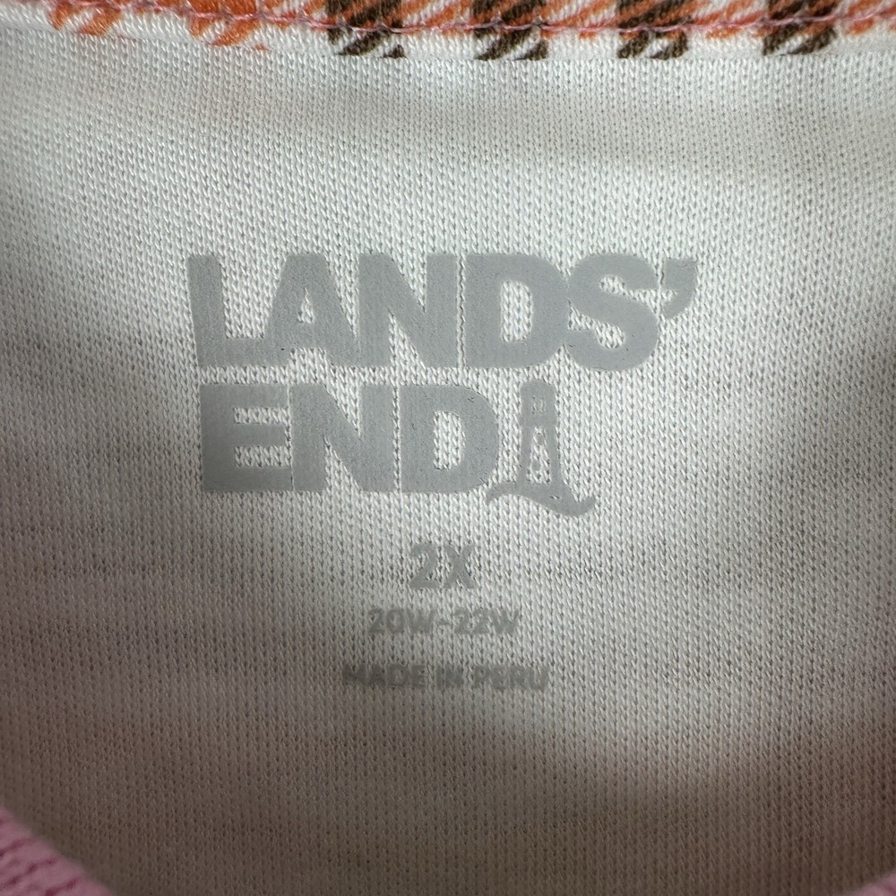 Lands' End Women's 2X Knit Short Sleeve Checker Supima Polo Shirt Top Multi NEW - Picture 9 of 11